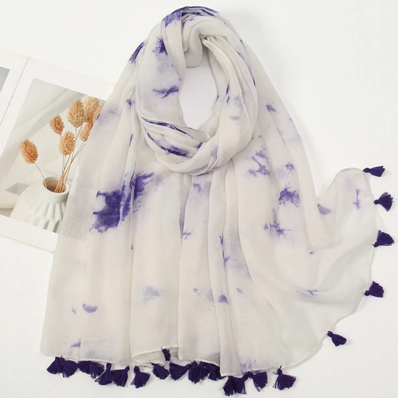 Classy Purple Color Printed Long Hijab/Orna