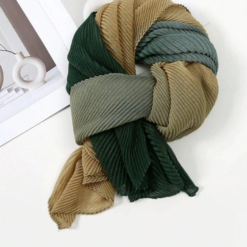 Stylish matcha green color long hijab / orna - Thumbnail 3