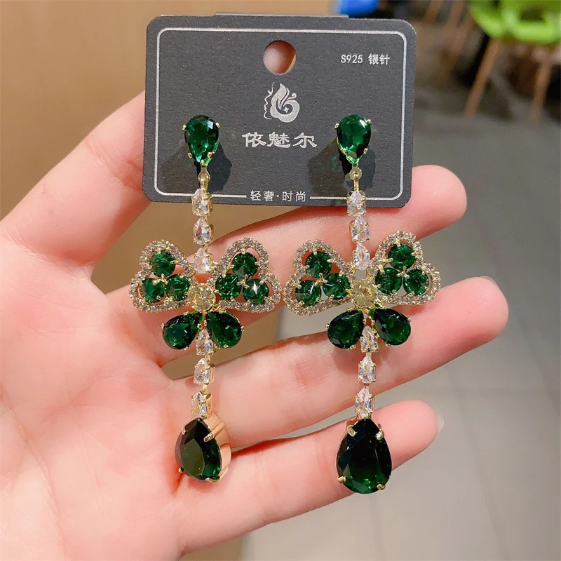 Silver Needle Diamond Geometry Irregular Earrings