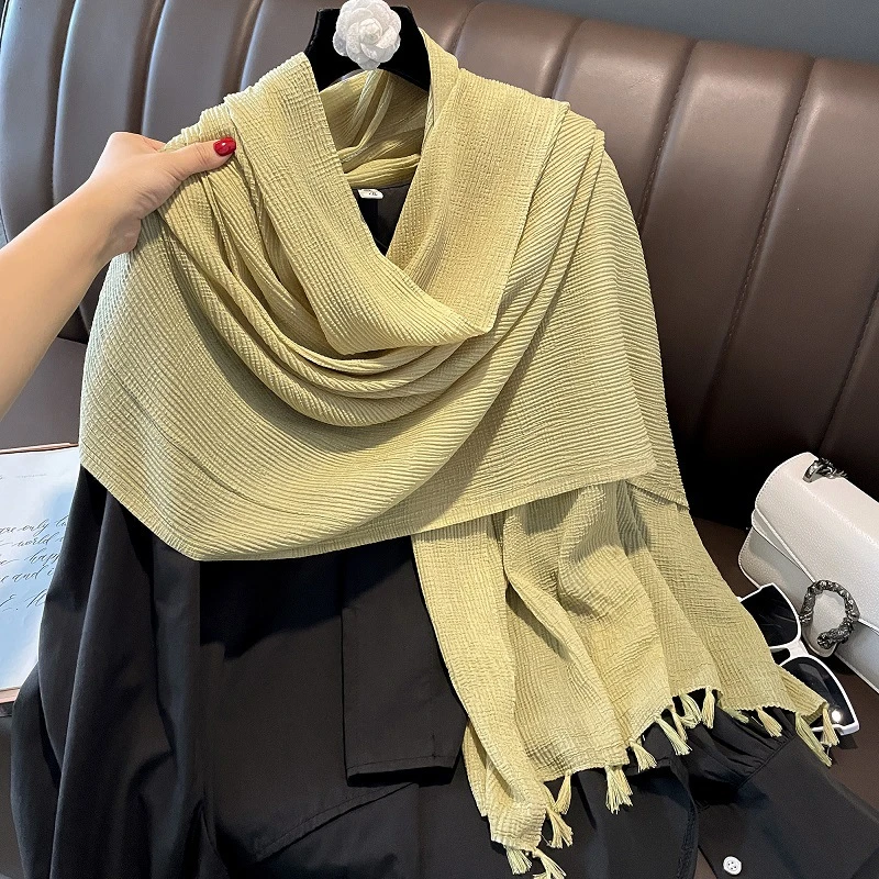 Elegant Yellowish Green Color Soft Cotton Hijab / Orna
