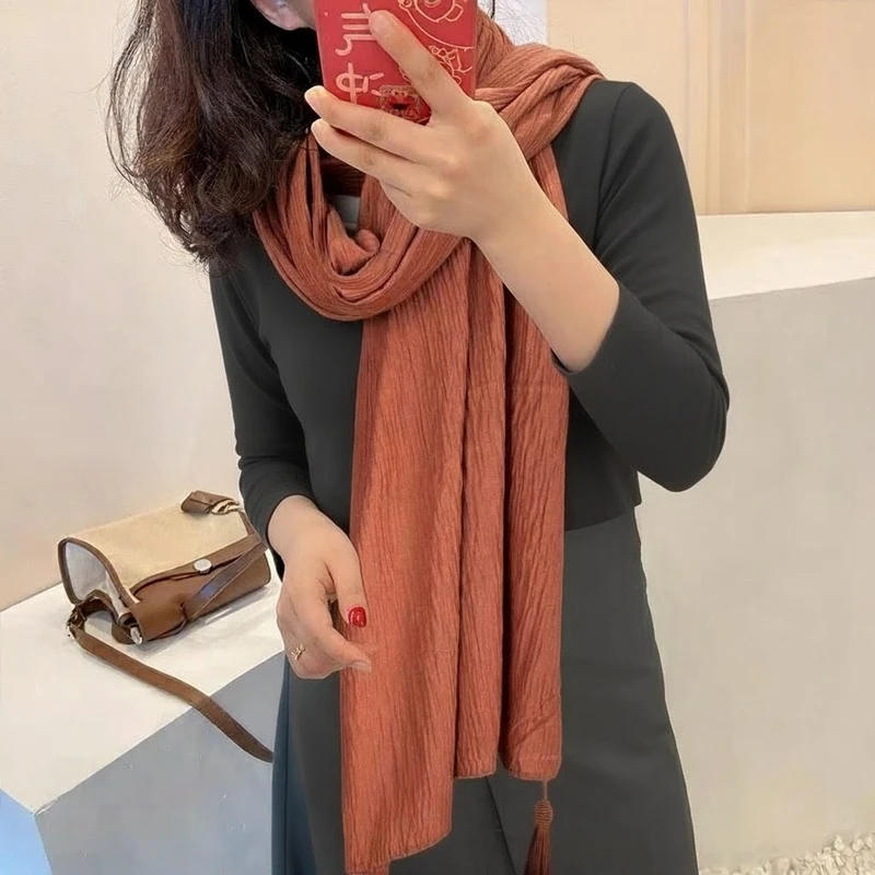 Beautiful Cooper Colour Soft Cotton Long Hijab