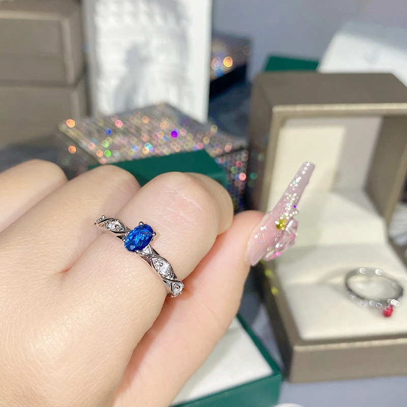 Beautiful oval shaped blue color ring