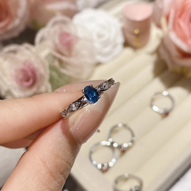 Beautiful oval shaped blue color ring - Thumbnail 4