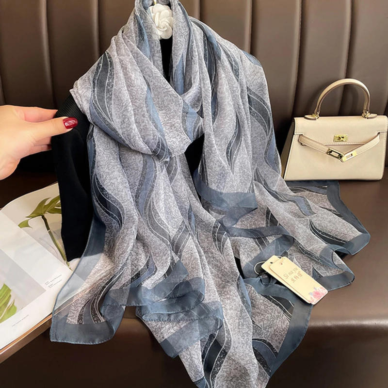 Gray color silk long hijab / orna