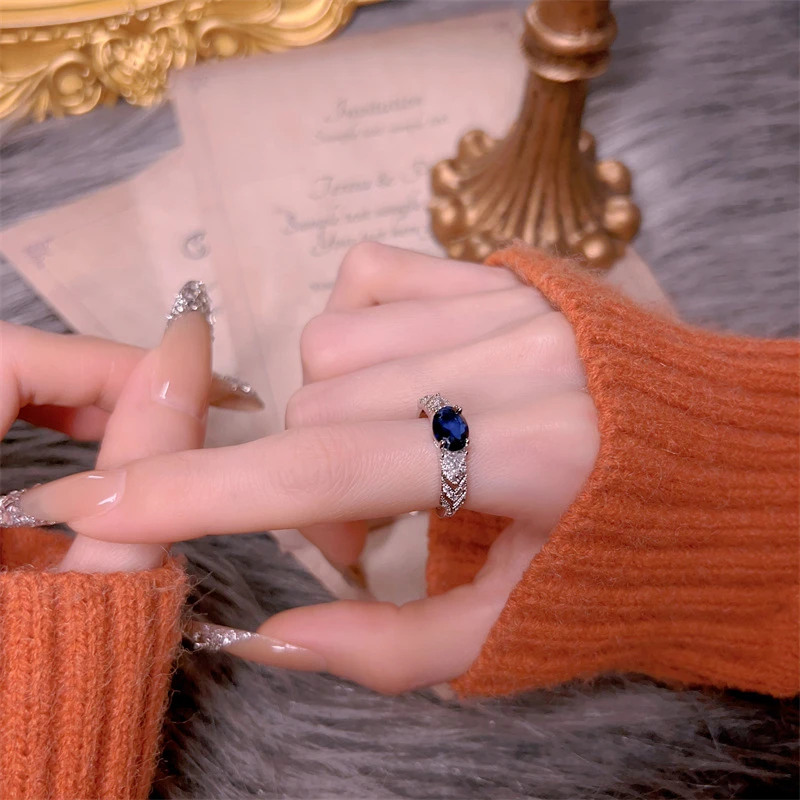 Sterling Silver Blue Sapphire Ring - Thumbnail 3