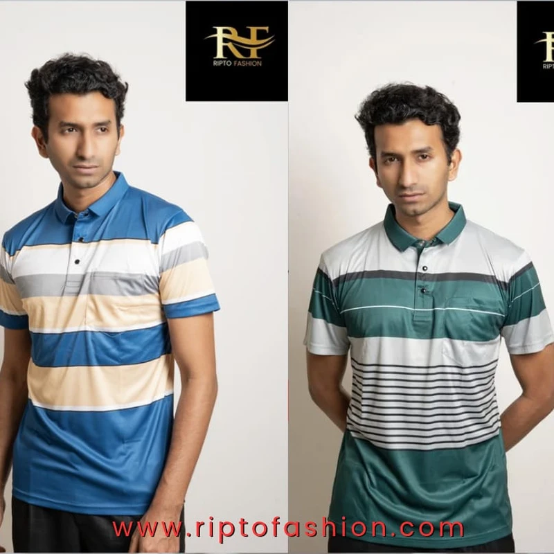 Stripe polo shirt -8 - Image 5