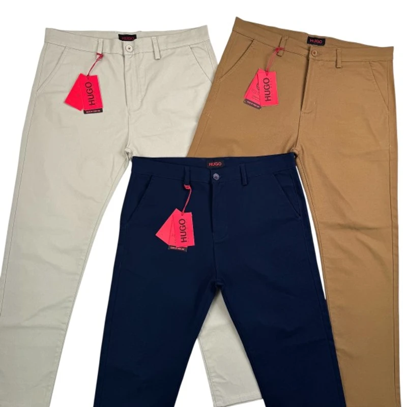 Hu*go Boss Men's Premium Twill Pant Cream+Khaki+Navy 3pcs combo