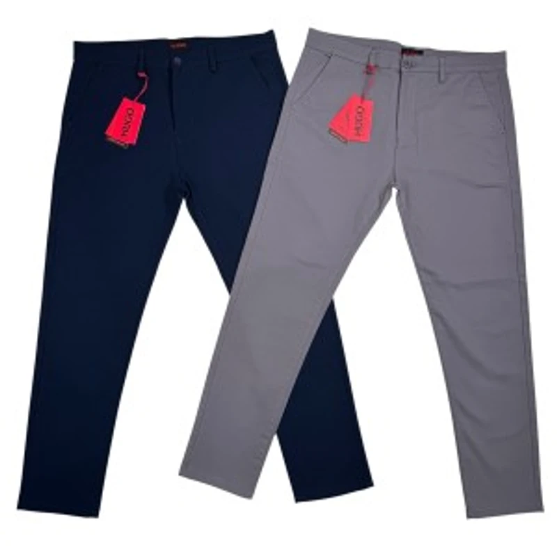 Hu*go Boss Men's Premium Twill Pant Navy+ash 2 pcs combo