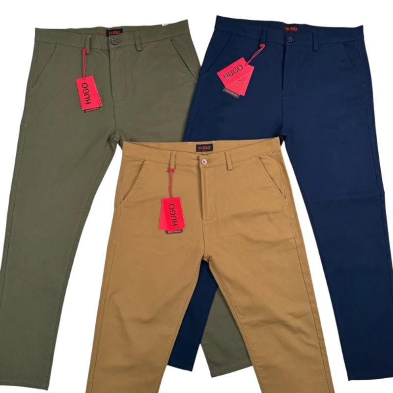 Hu*go Boss Men's Premium Twill Pant Navy+Olive+Khaki+ 3ipcs combo