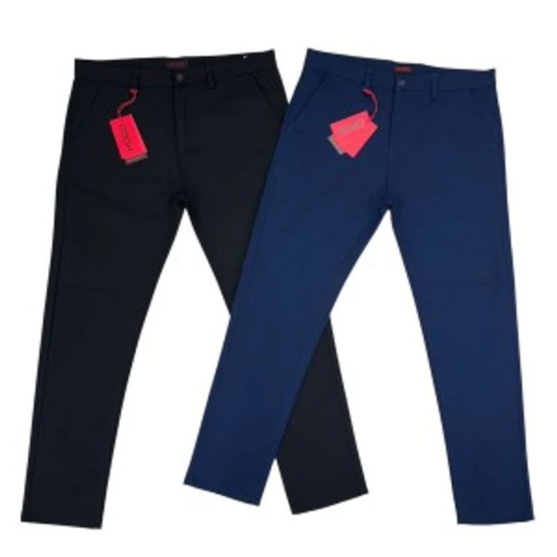 Hu*go Bo*ss Mens Premium Twill Pant Black+navy 2 pcs combo