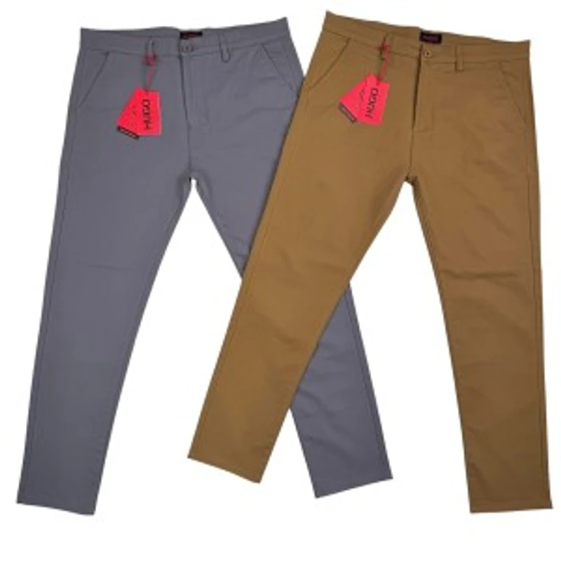 Hu*go Boss Men's Premium Twill Pant Ash+khaki 2 pcs combo