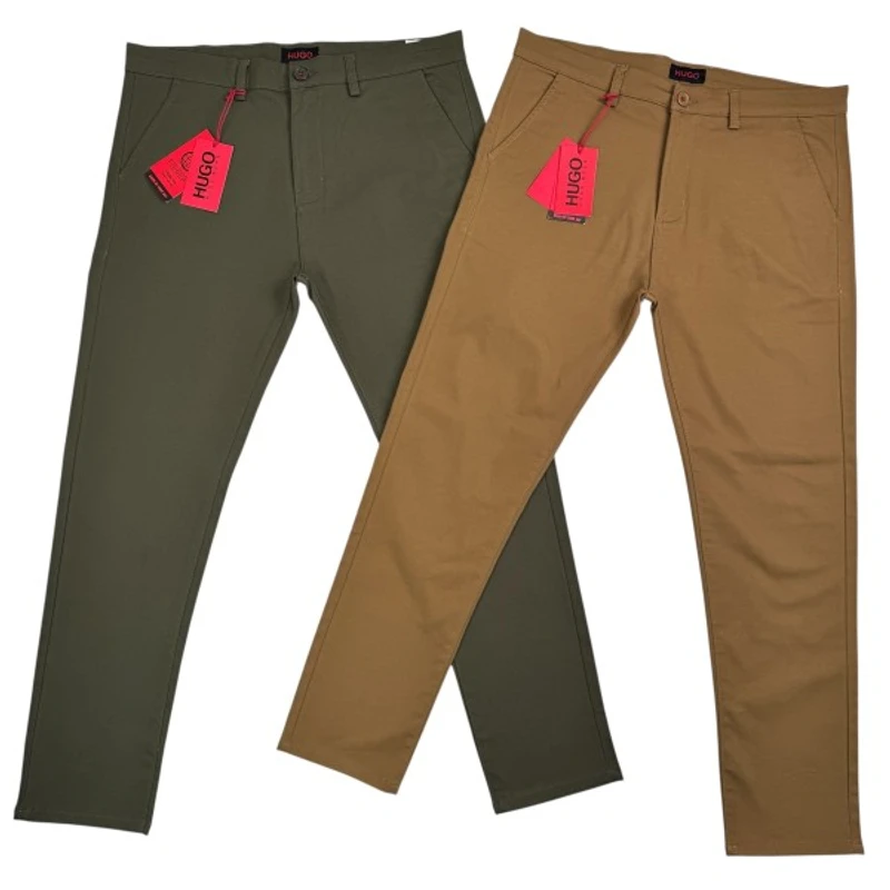 Hu*go Boss Men's Premium Twill Pant Olive+Khaki 2 pcs combo