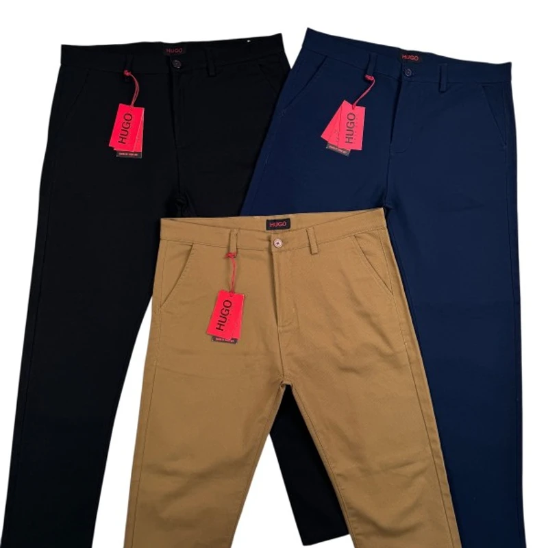 Hu*go Boss Men's Premium Twill Pant Black+Navy+Khaki 3pcs combo