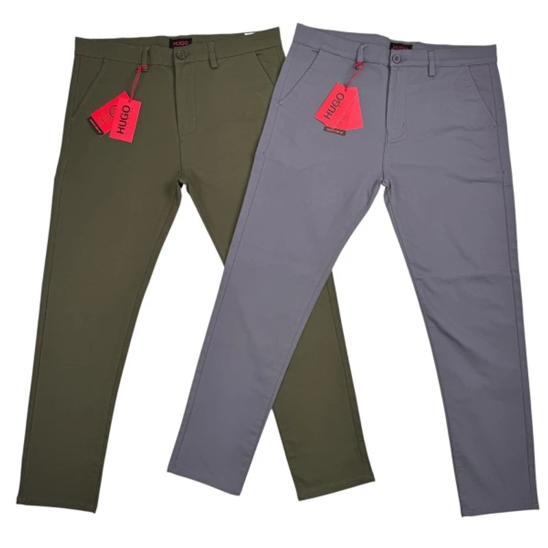 Hu*go Boss Men's Premium Twill Pant Olive+Ash 2 pcs combo