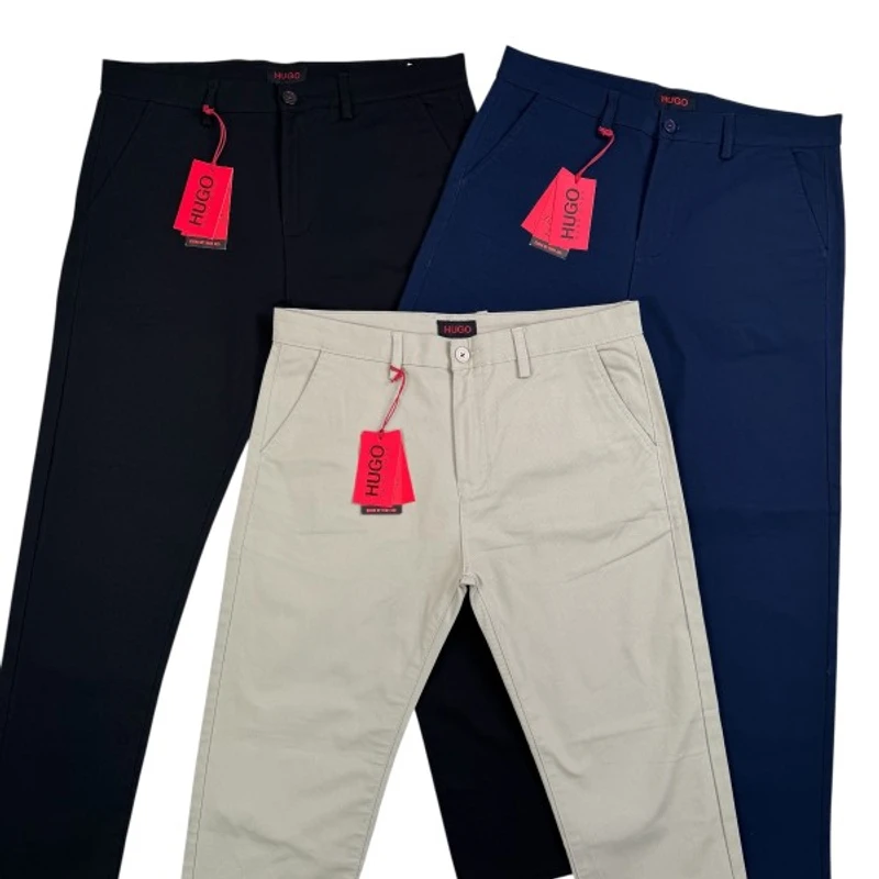 Hu*go Boss Men's Premium Twill Pant Black+Navy+Cream 3pcs combo