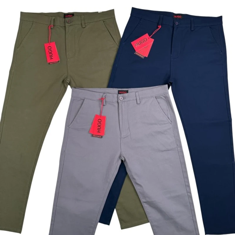 Hu*go Boss Men's Premium Twill Pant Olive+Ash+Navy 3pcs combo