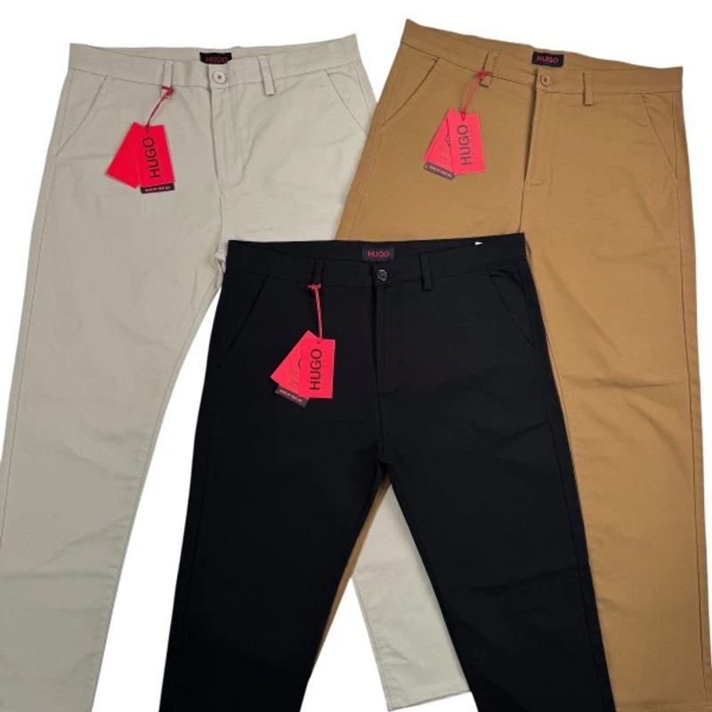 Hu*go Boss Men's Premium Twill Pant Black+Ash+Khaki 3pcs combo