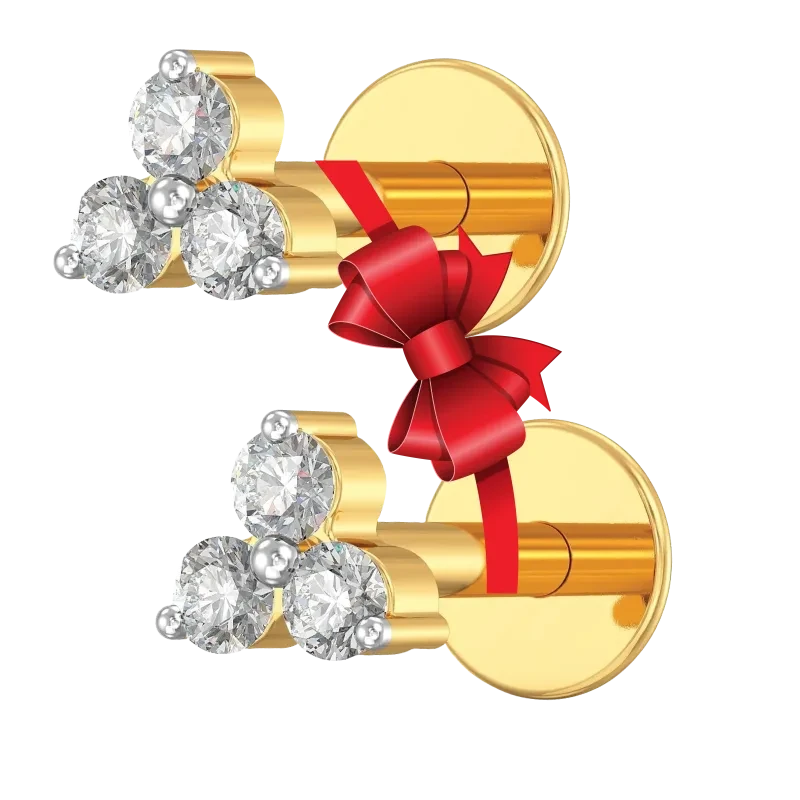 3+3 Stone Diamond Cut Nose Pin 2 pc Combo
