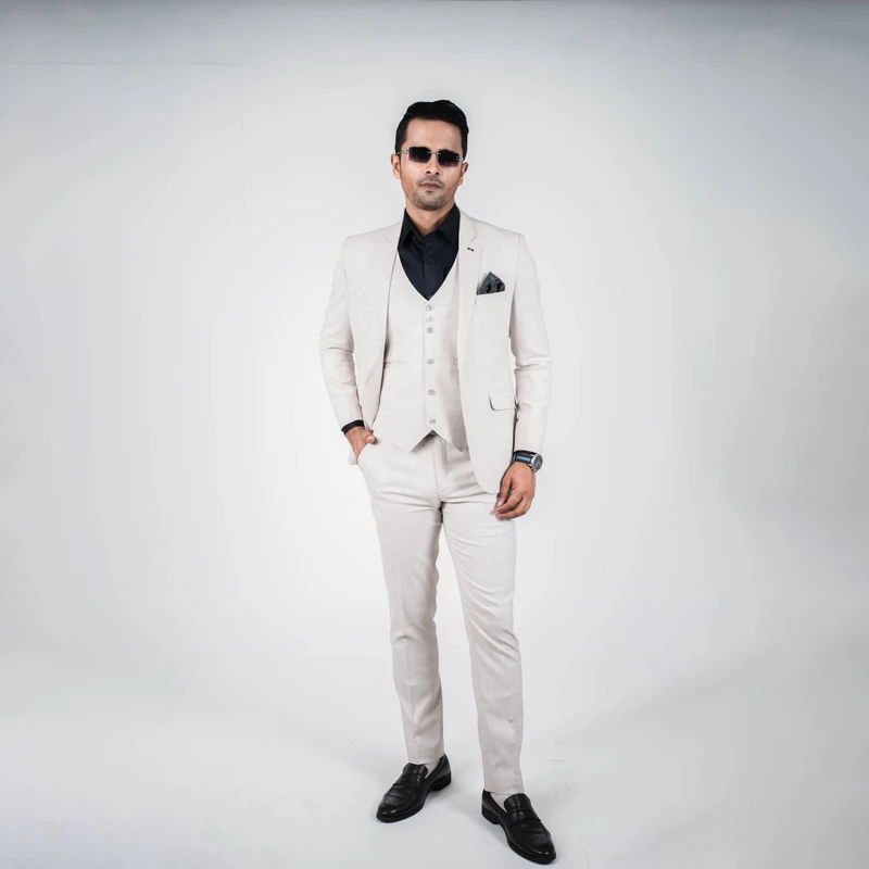 Premium Ivory Three Piece Suit