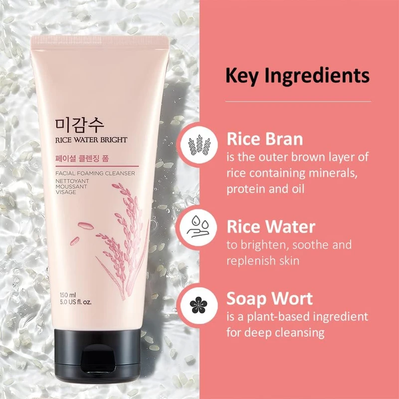 The Face Shop Rice Water Bright Facial Foaming Cleanser 150ml - Image 4
