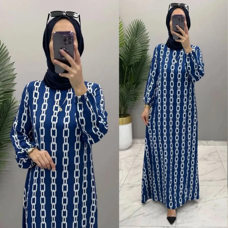 Chain pattern print Abaya
