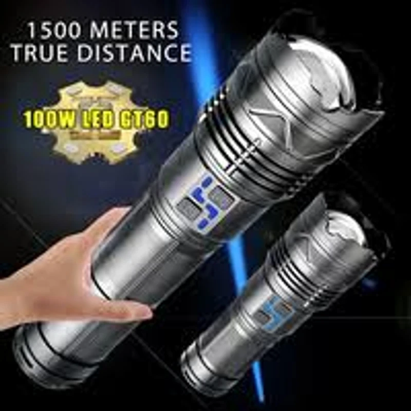 (30,400 mah)-LED Flashlight Super Bright Long Range Torch Type-C Charging Tactical Flashlight With Power Bank - Image 3