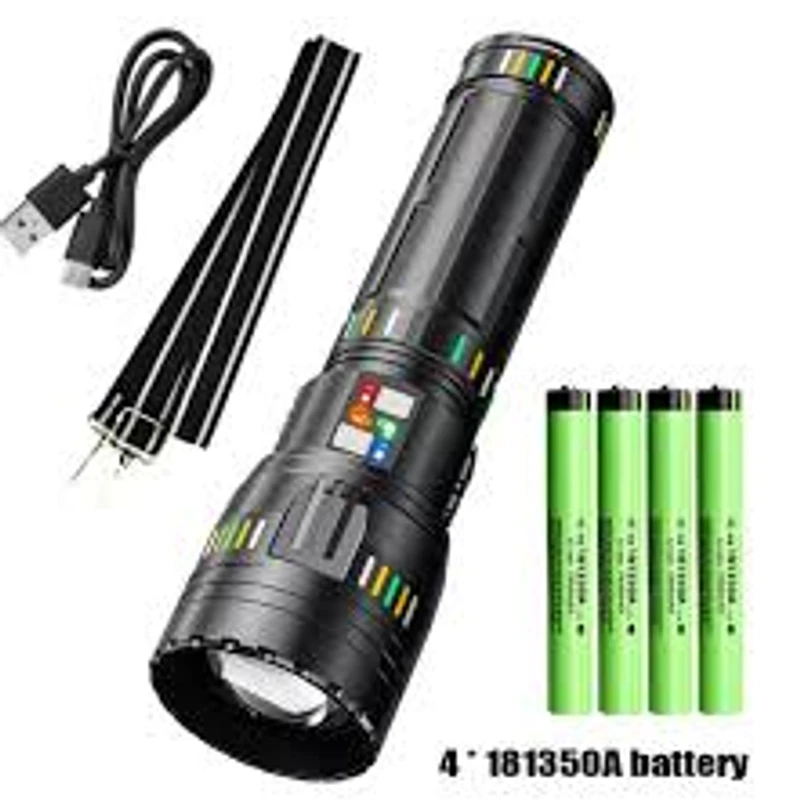 (40,000 mah)-White Laser Flashlight Input and Output Telescopic Zoomable Strong Camping Flashlight