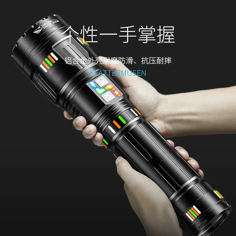 (40,000 mah)-White Laser Flashlight Input and Output Telescopic Zoomable Strong Camping Flashlight - Image 4
