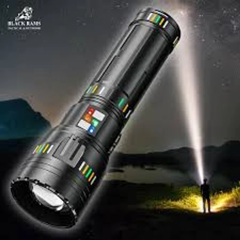 (40,000 mah)-White Laser Flashlight Input and Output Telescopic Zoomable Strong Camping Flashlight - Image 5