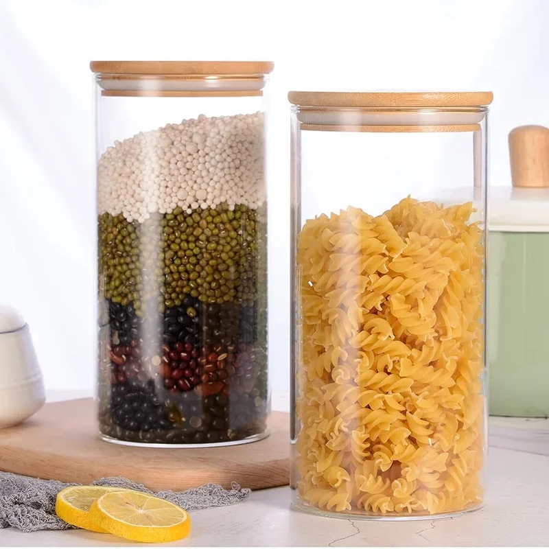 3pcs 300ml Round Glass jar Wooden Lid