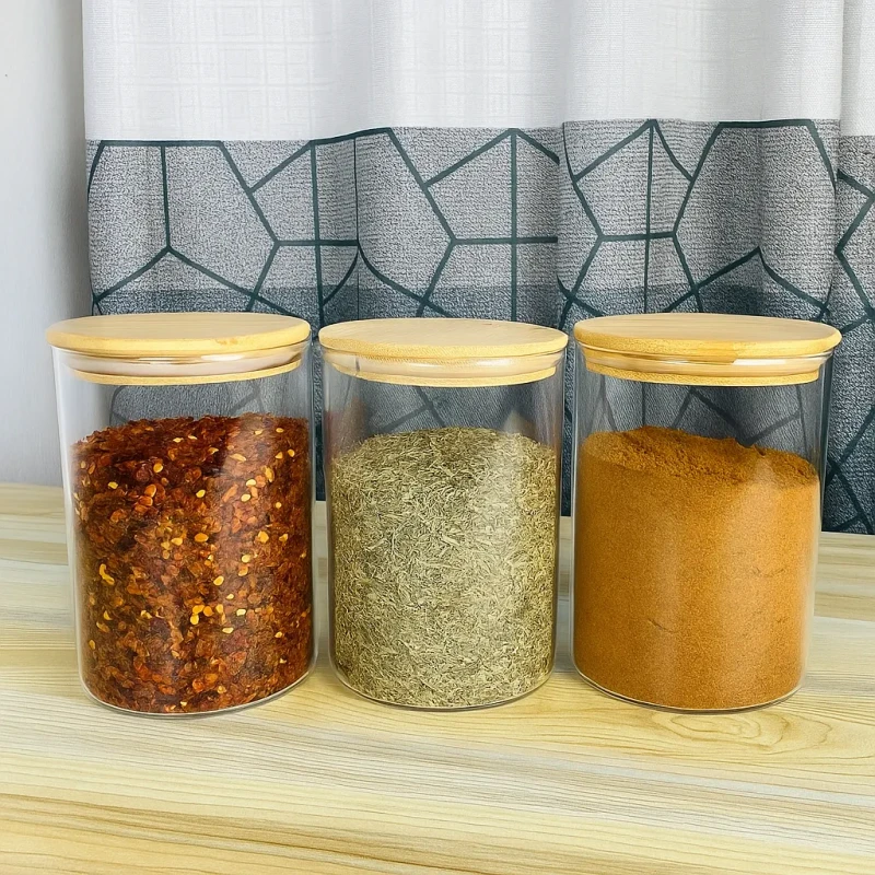 3pcs 800ml Glass jar Wooden lid (OAM)