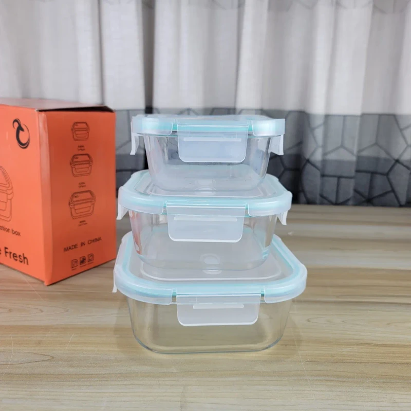 3pcs Square Sky Blue Airtight Bati Set