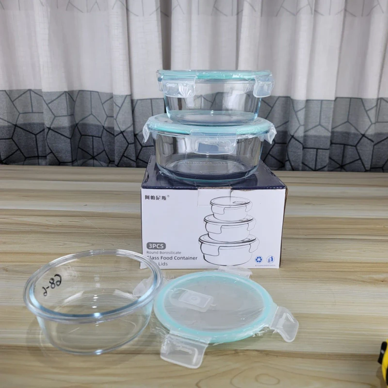 3pcs Sky Blue Round Airtight Bati Set