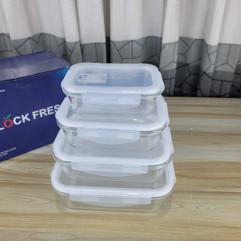 4pcs Transparent Square Airtight Bati Set (PRSM) - Image 3