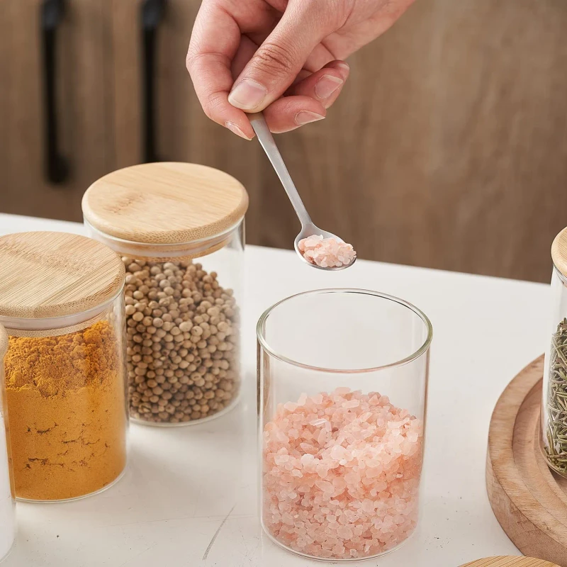 3pcs 400ml Round Glass jar Wooden lid (PPM)