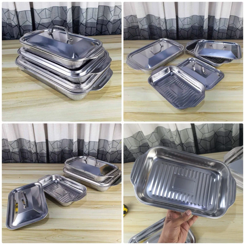 3pcs MS Steel Serving Dish With Lid (AMM)