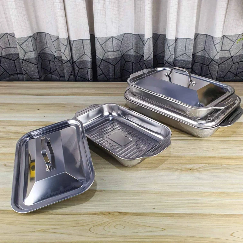 3pcs MS Steel Serving Dish With Lid (AMM)