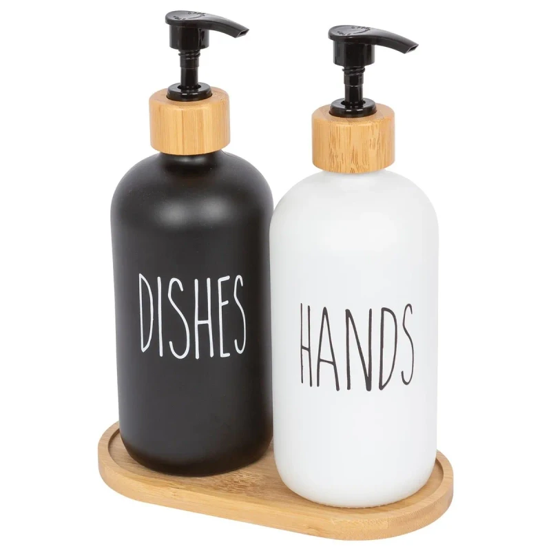 2pcs Hand & Dishes Glass Soap Dispenser