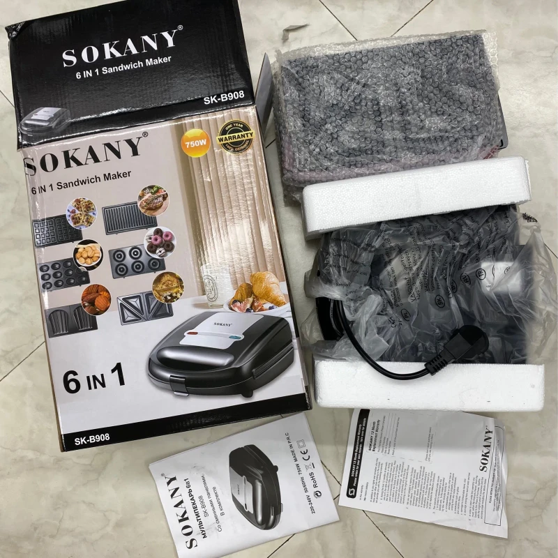 6 in 1 SOKANY Sandwich Maker SK-B908 (OCMM)