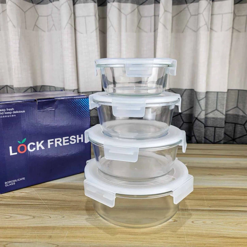 4pcs Transparent Round Airtight Bati Set (PRSM)