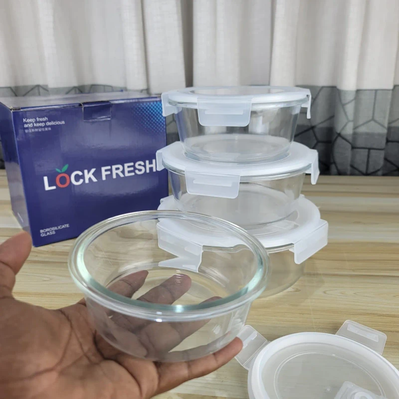4pcs Transparent Round Airtight Bati Set (PRSM)