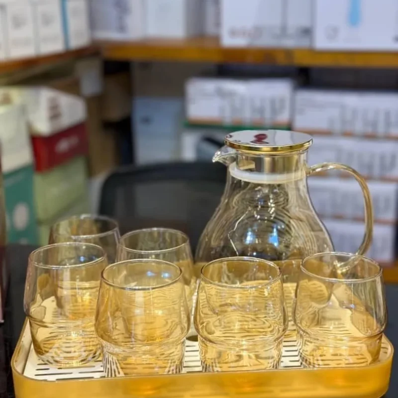 7pcs Golden Round Jug Set with Tray (OCMM)