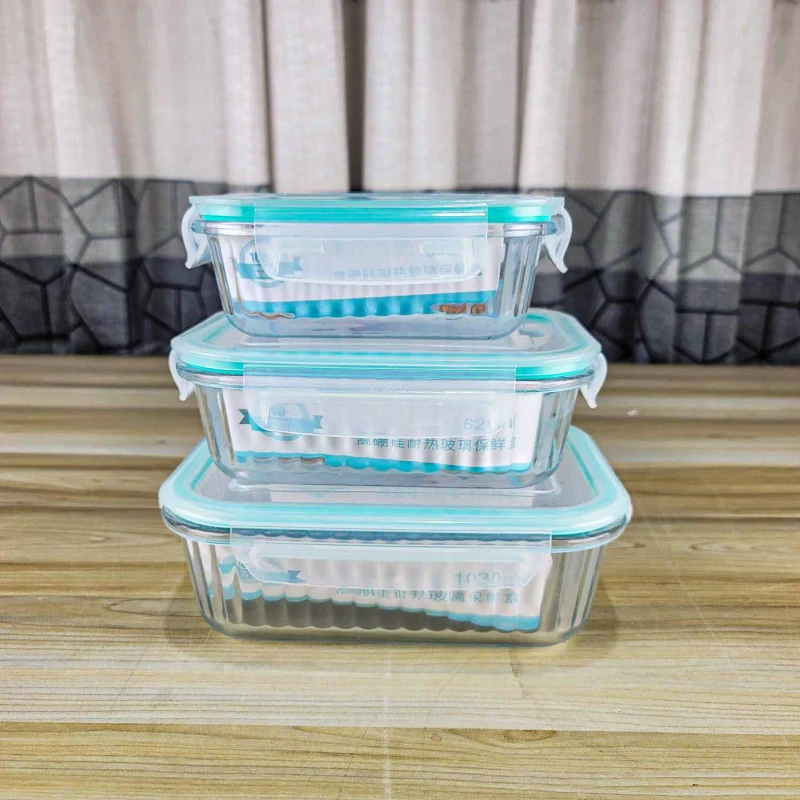 3pcs Square Sky Blue Step Design Airtight Bati Set