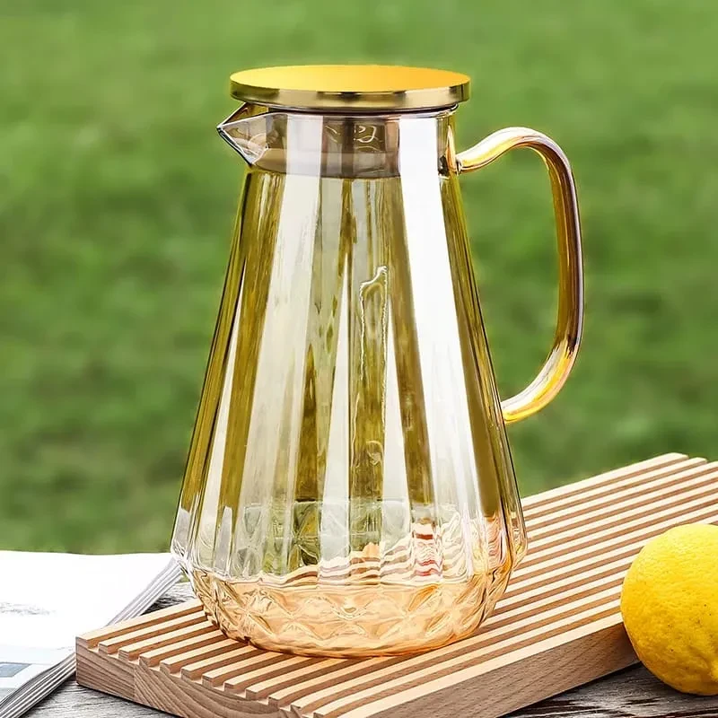 1.8 Liter Diamond Cut Golden Glass Jug