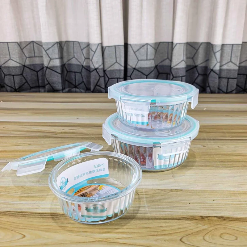 3pcs Round Sky Blue Step Design Airtight Bati Set