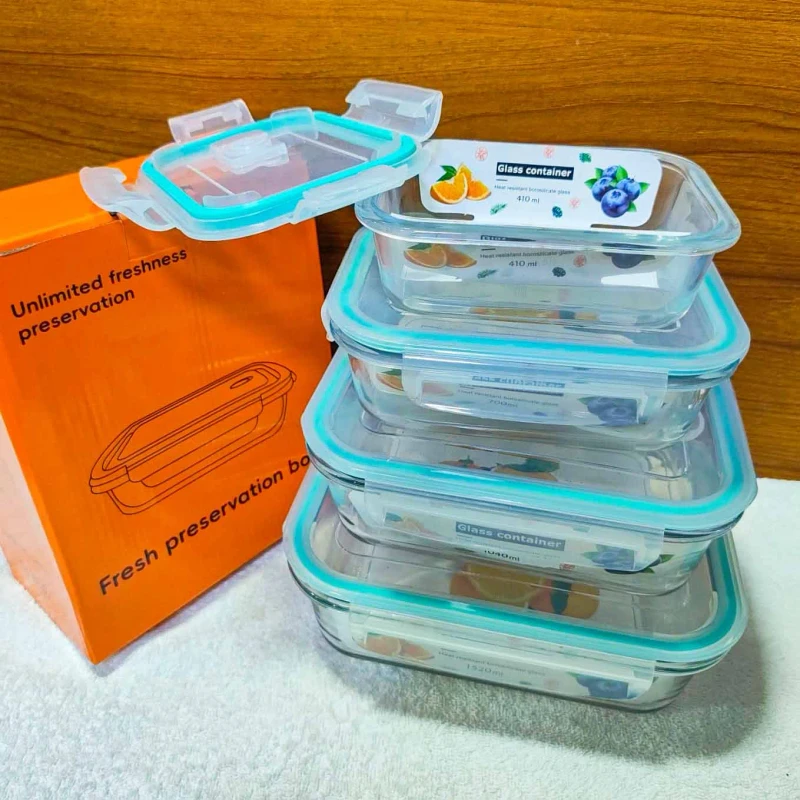 Blue Square Fiber Lid Airtight Bati Set (OPSM)