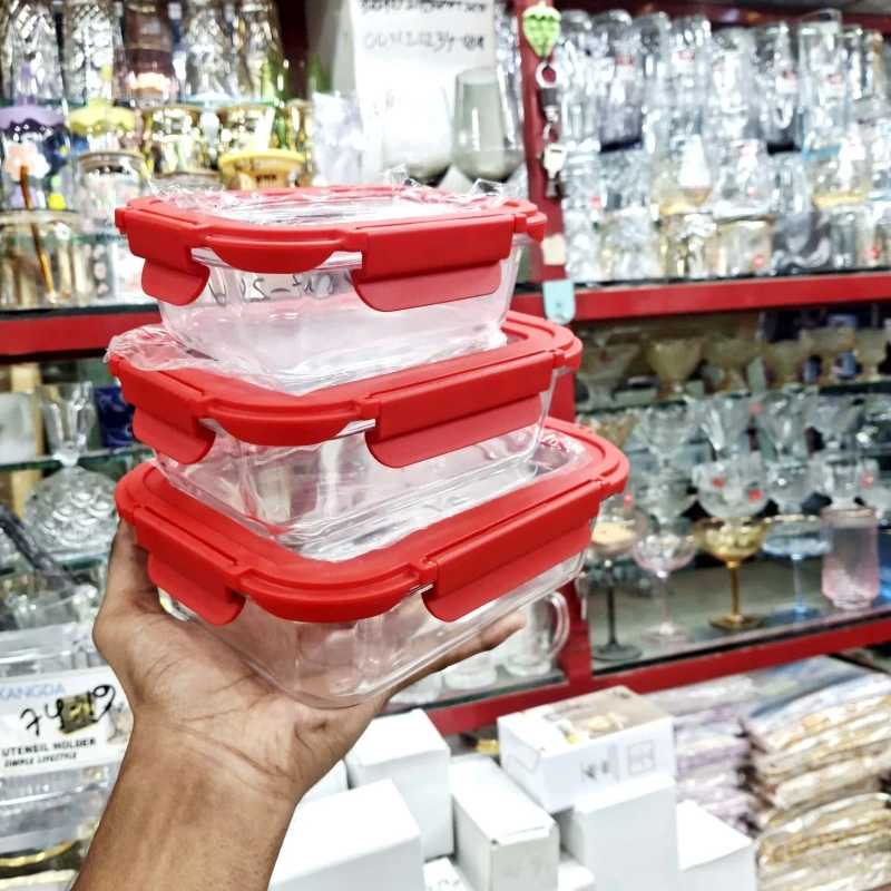 3pcs Red Fiber Lid Airtight Bati Set (PCSM) - Image 3