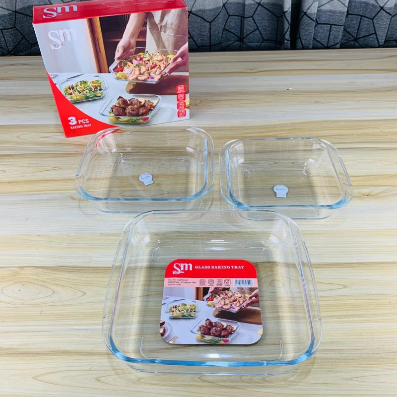 3pcs Square Glass Serving Dish PSMM) - Image 3