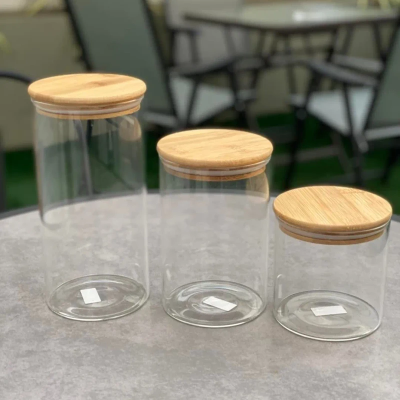 3pcs Wooden Lid Round Airtight Jar Set (NEM)