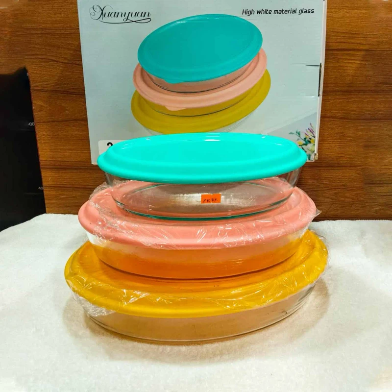3pcs Oval Serving Dish Multi Color Lid (OESM)